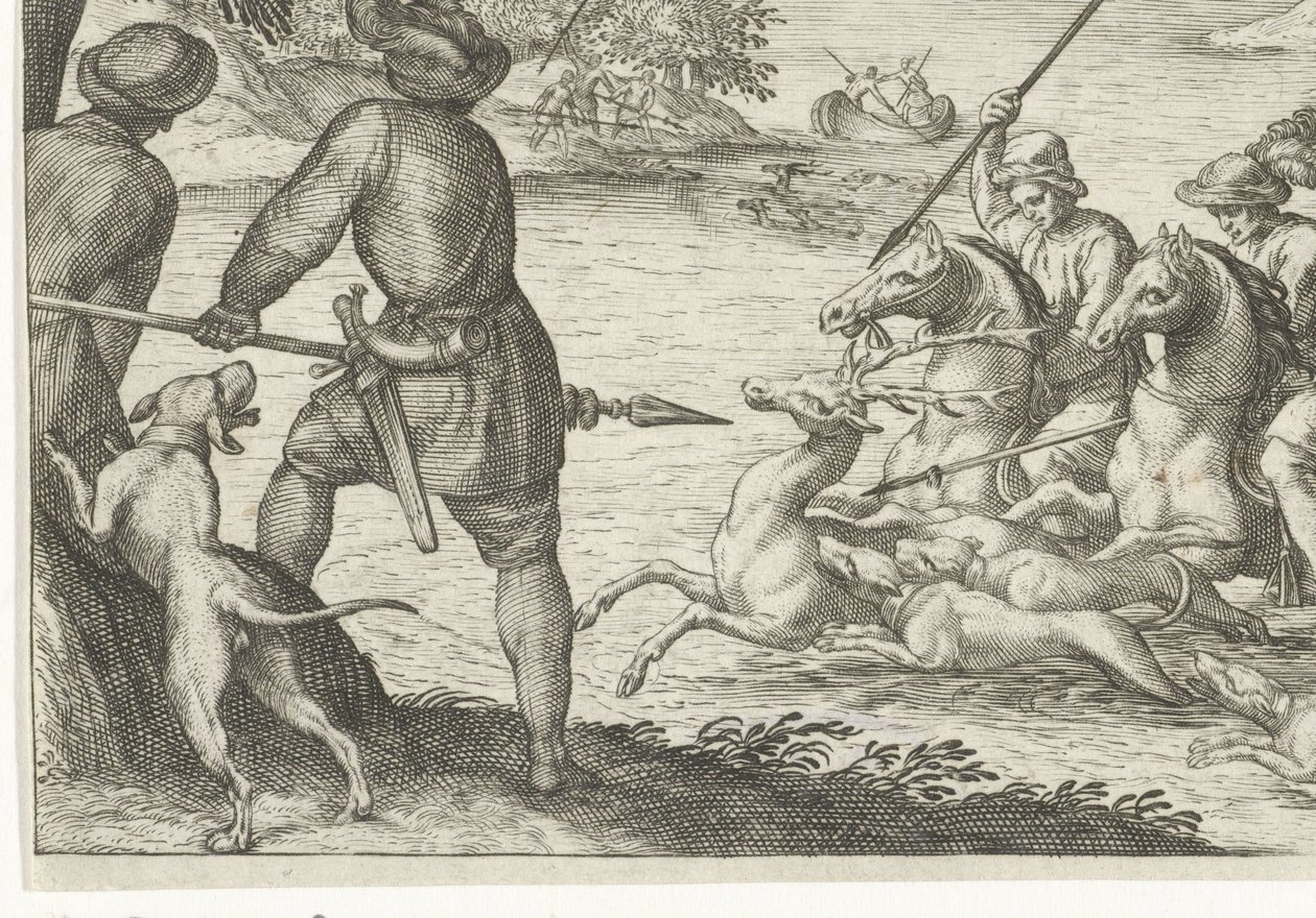 River Landscape with Deer Hunt by Egbert Jansz.