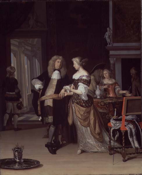 Figures in an interior, 1678 by Eglon van der Neer