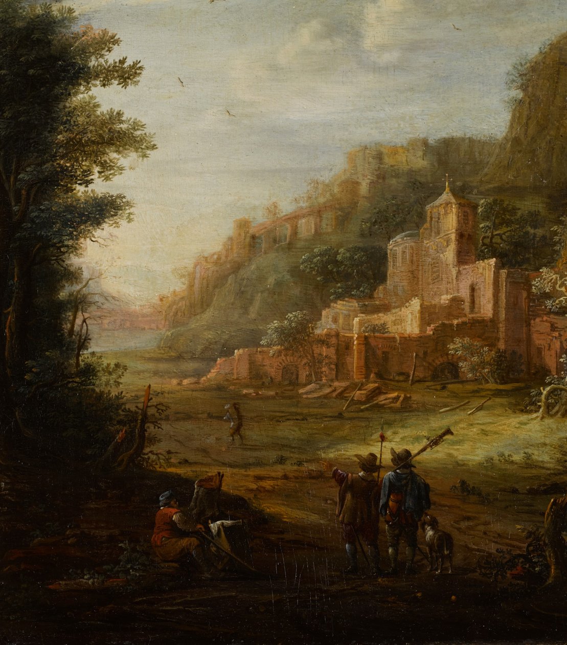 Wooded Landscape with Two Hunters at the Entrance to a Valley by Eglon van der Neer
