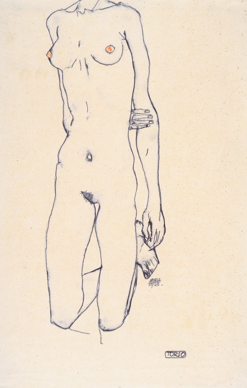 Torso of a Kneeling Girl by Egon Schiele