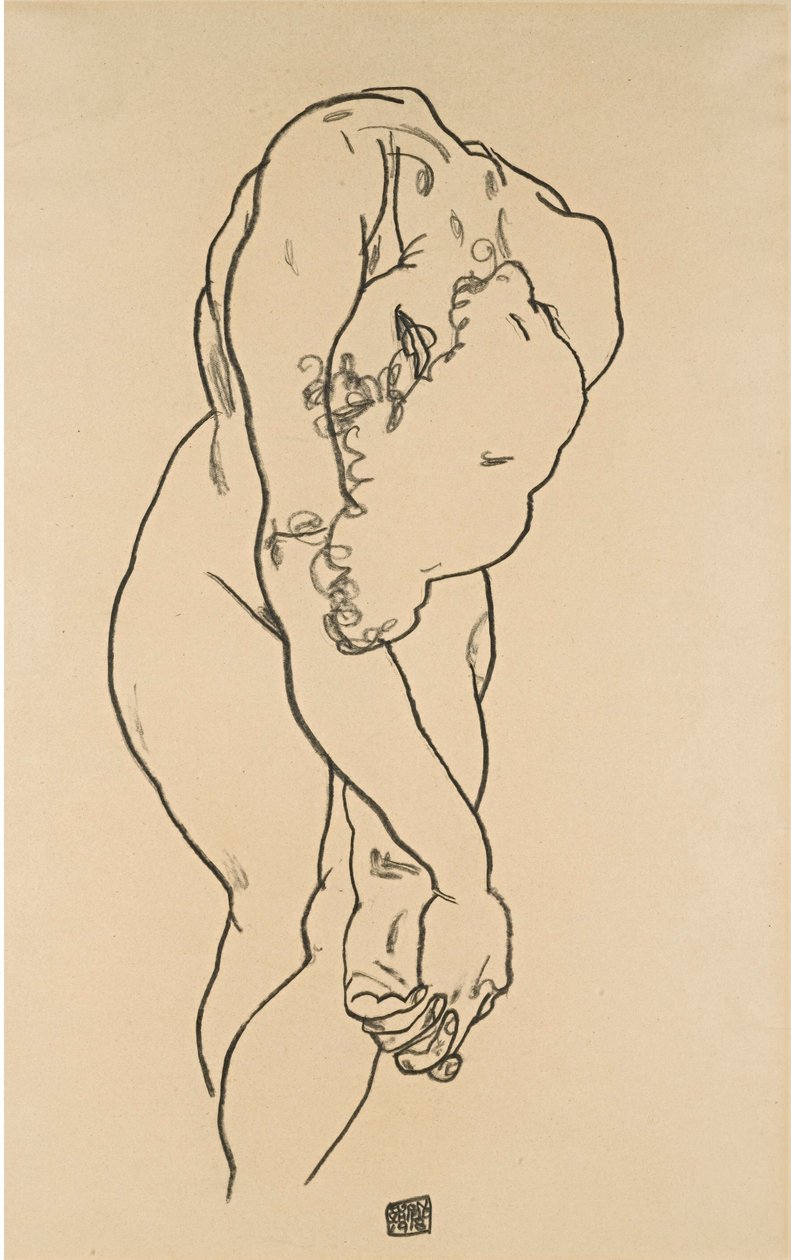 Crouching Nude with Bowed Head by Egon Schiele