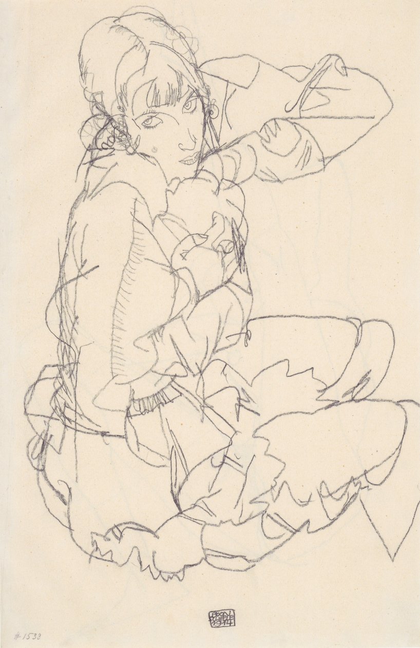 Seated Girl by Egon Schiele