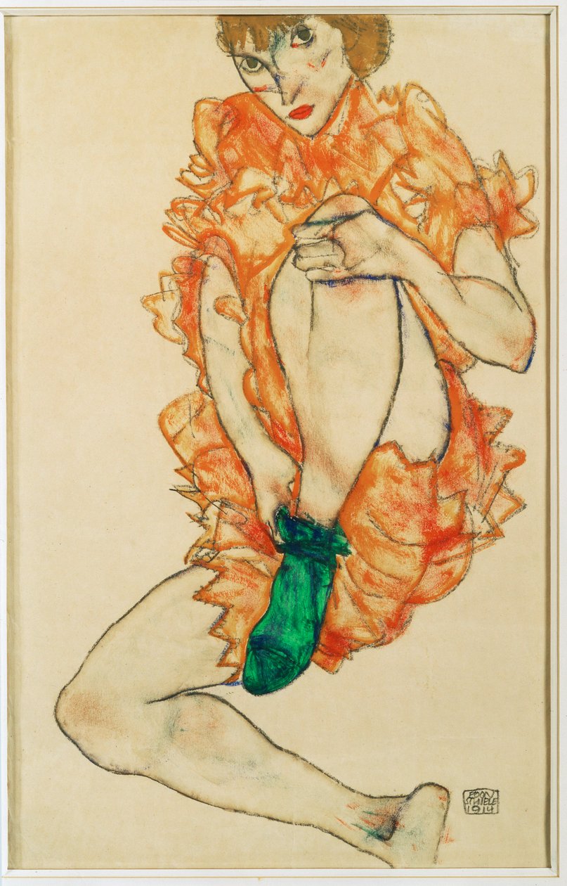 The Green Stocking by Egon Schiele