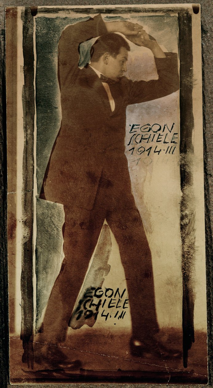 Egon Schiele with Raised Arms by Egon Schiele