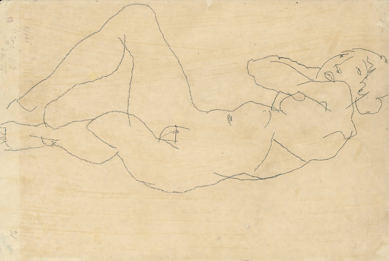 Female Nude with Hands Behind Head, 1914 by Egon Schiele