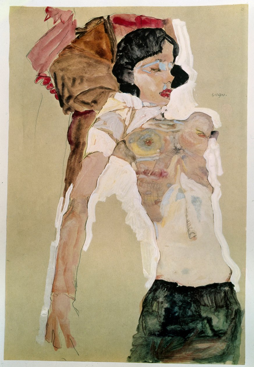 Half Naked Female by Egon Schiele