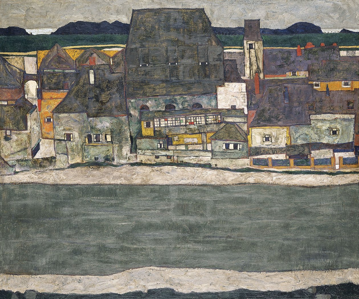 Houses on the River The Old Town, 1914 by Egon Schiele