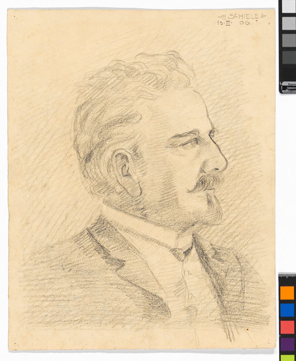 Leopold Czihaczek in Profile by Egon Schiele