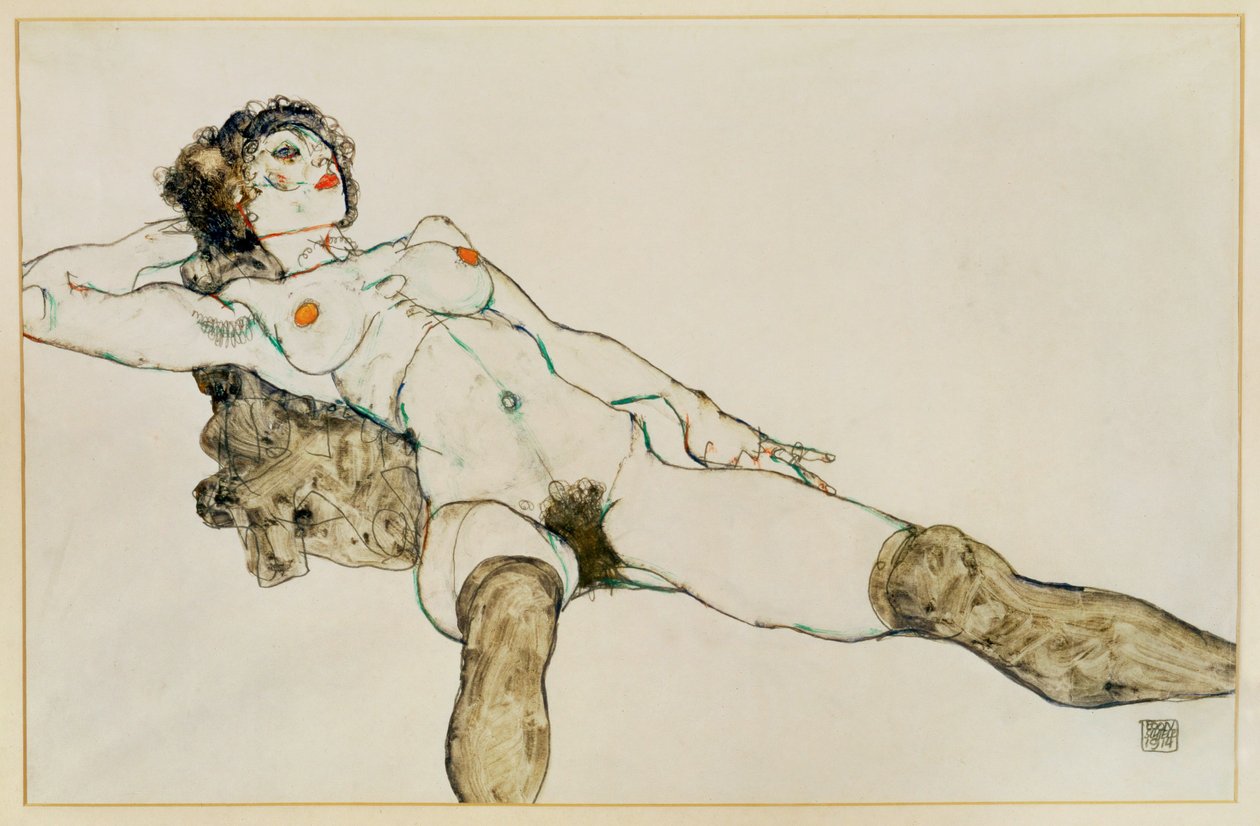 Reclining Female Nude with Spread Legs by Egon Schiele
