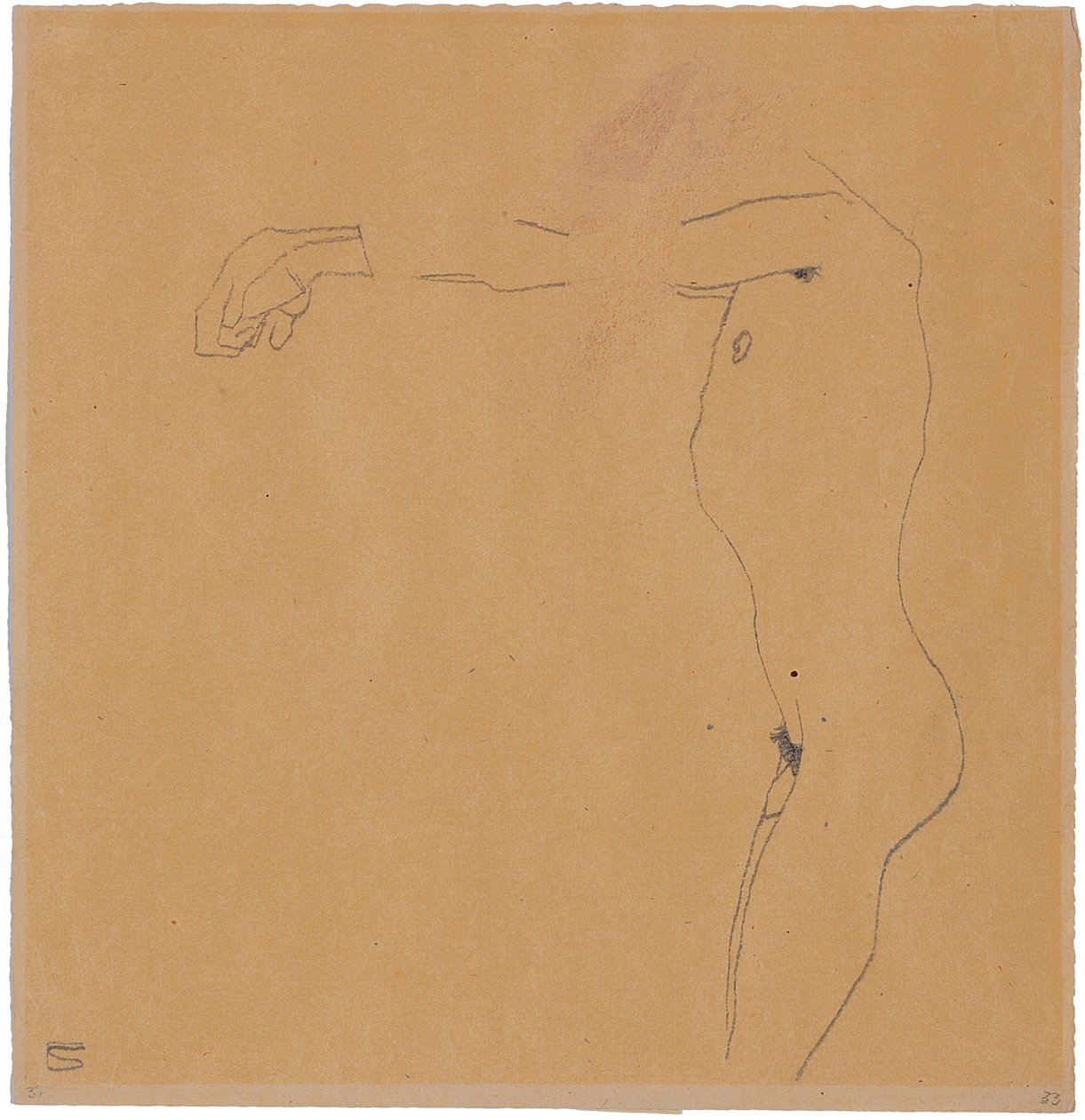 Male Nude with Arms Raised to the Left by Egon Schiele