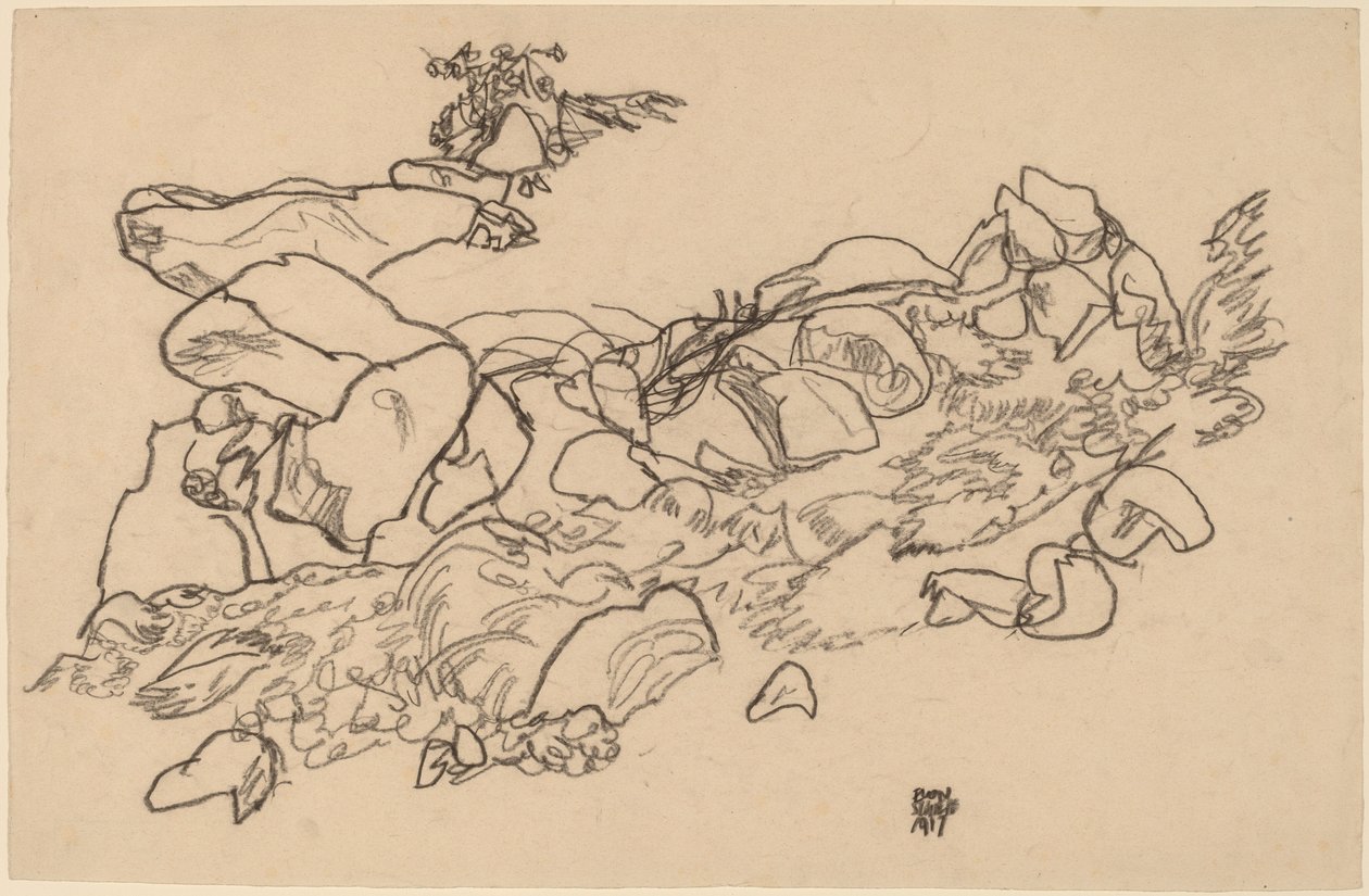 Mountain Stream by Egon Schiele