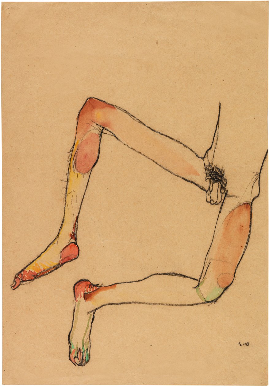 Nude male abdomen by Egon Schiele