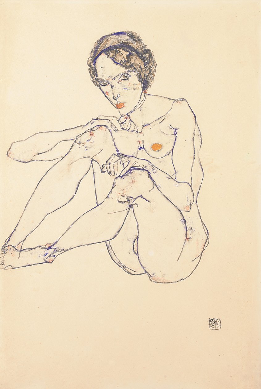 Seated Female Nude by Egon Schiele
