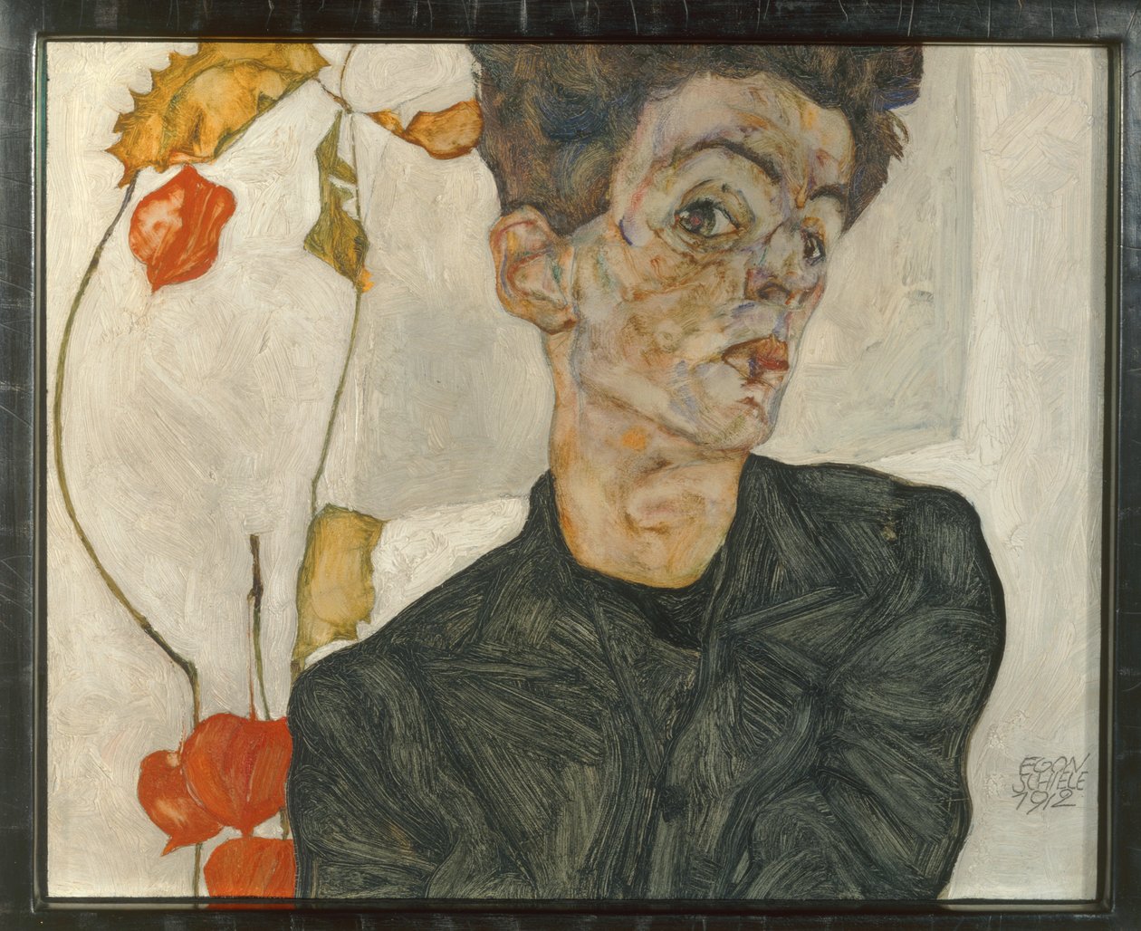 Self-Portrait with Chinese Lanterns by Egon Schiele