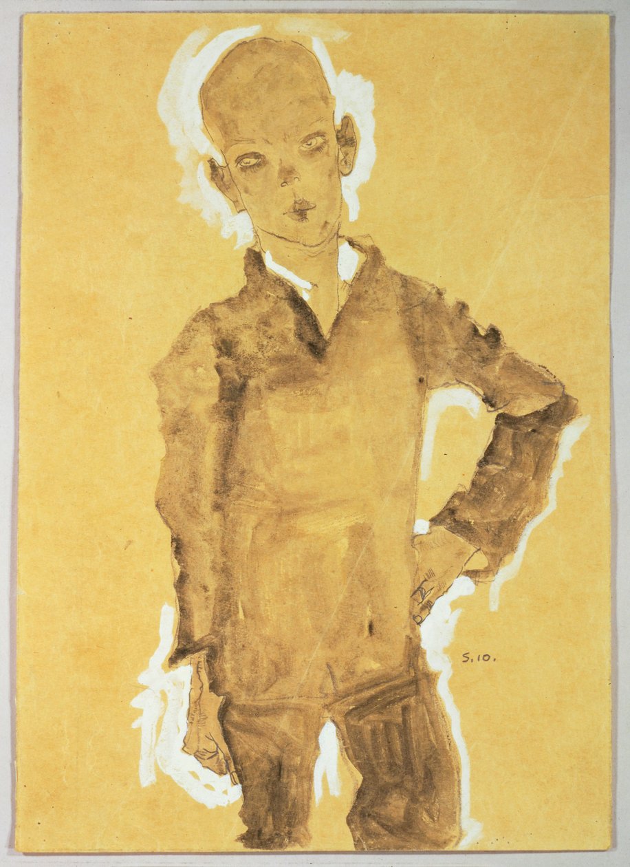 Standing Boy, Left Hand on Hip by Egon Schiele