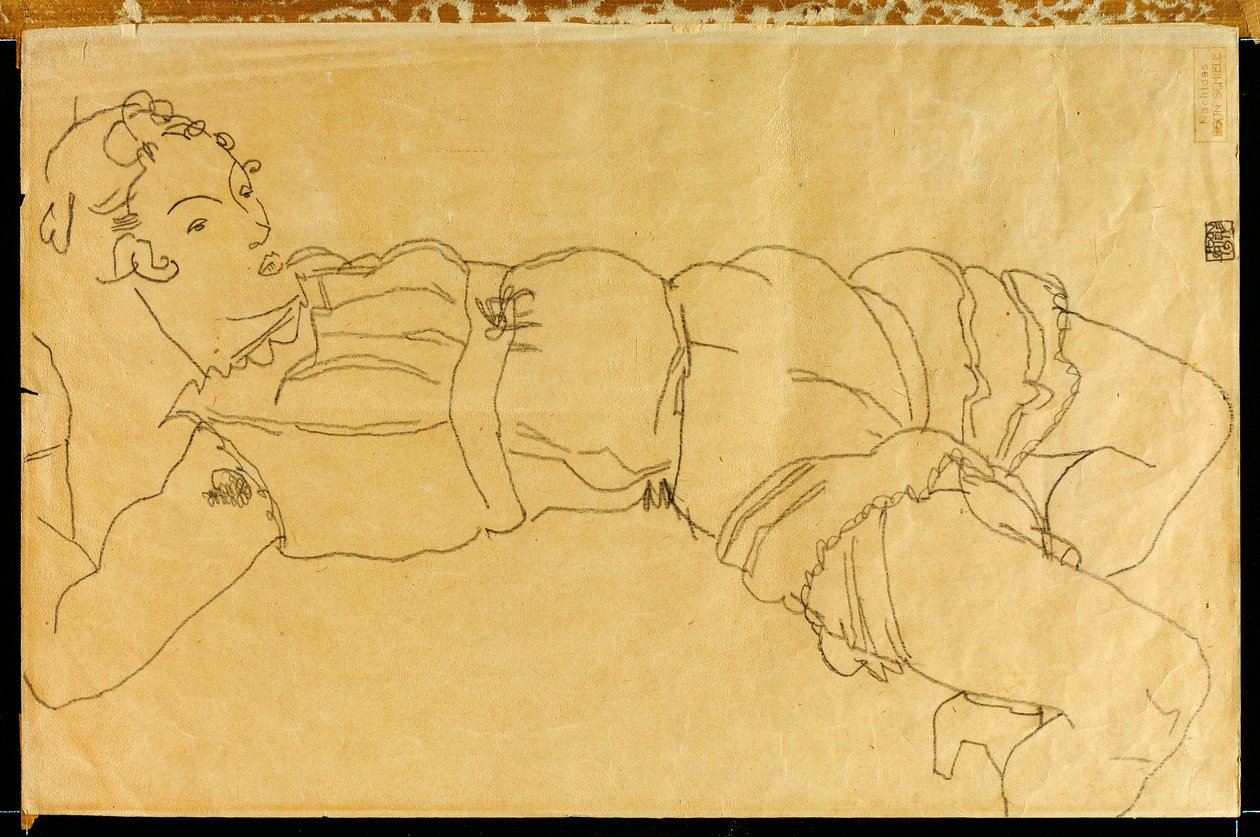 Young Woman Lying on Her Back by Egon Schiele