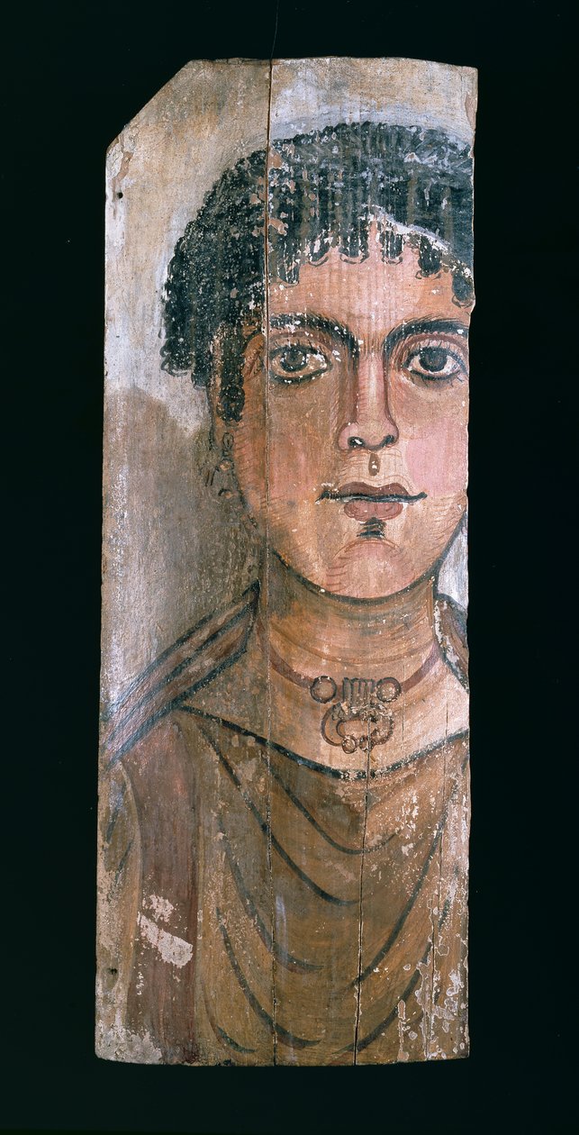 Double-sided mummy portrait of a young woman, from er-Rubayat in the Faiyum (verso) by Egyptian