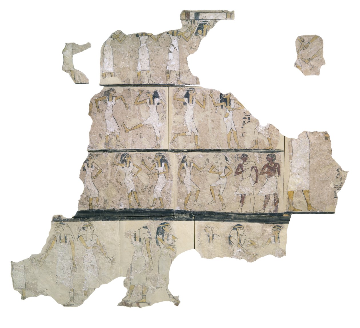 Fragment of wall painting depicting dancing girls (detail) by Egyptian