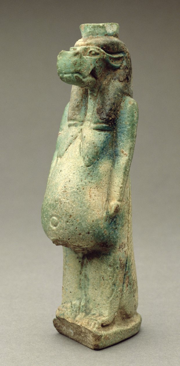 Statuette of the goddess Taweret, a hippopotamus with crocodile tail by Egyptian