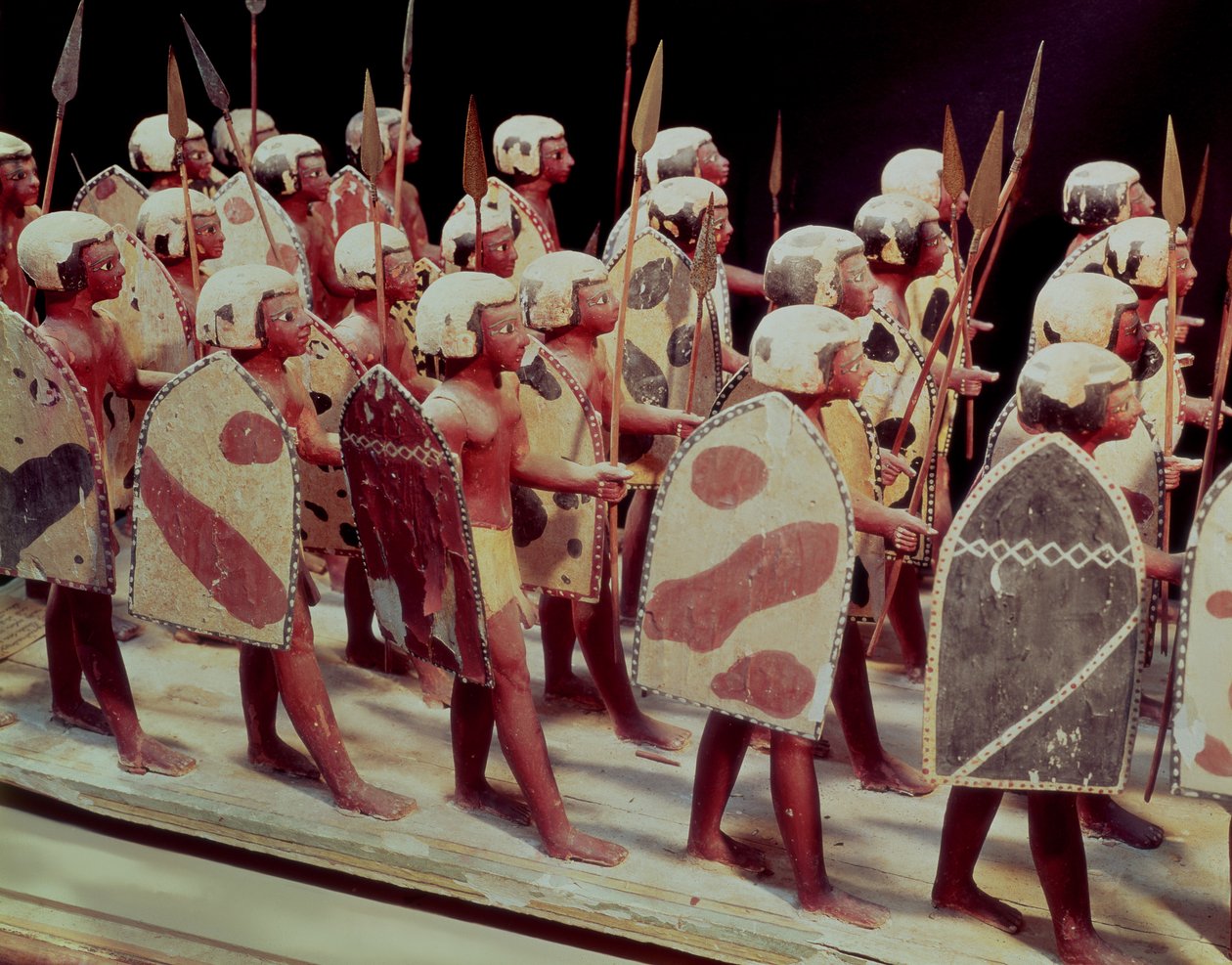 Funerary model of marching armed soldiers, from the Tomb of Prince Mesehti, Assyut, Middle Kingdom, c.2000 BC by Egyptian 11th Dynasty