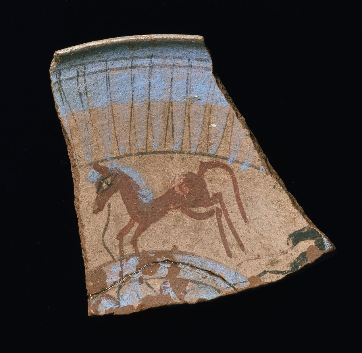Shard painted with a galloping horse, from Tell el-Amarna, New Kingdom by Egyptian 18th Dynasty