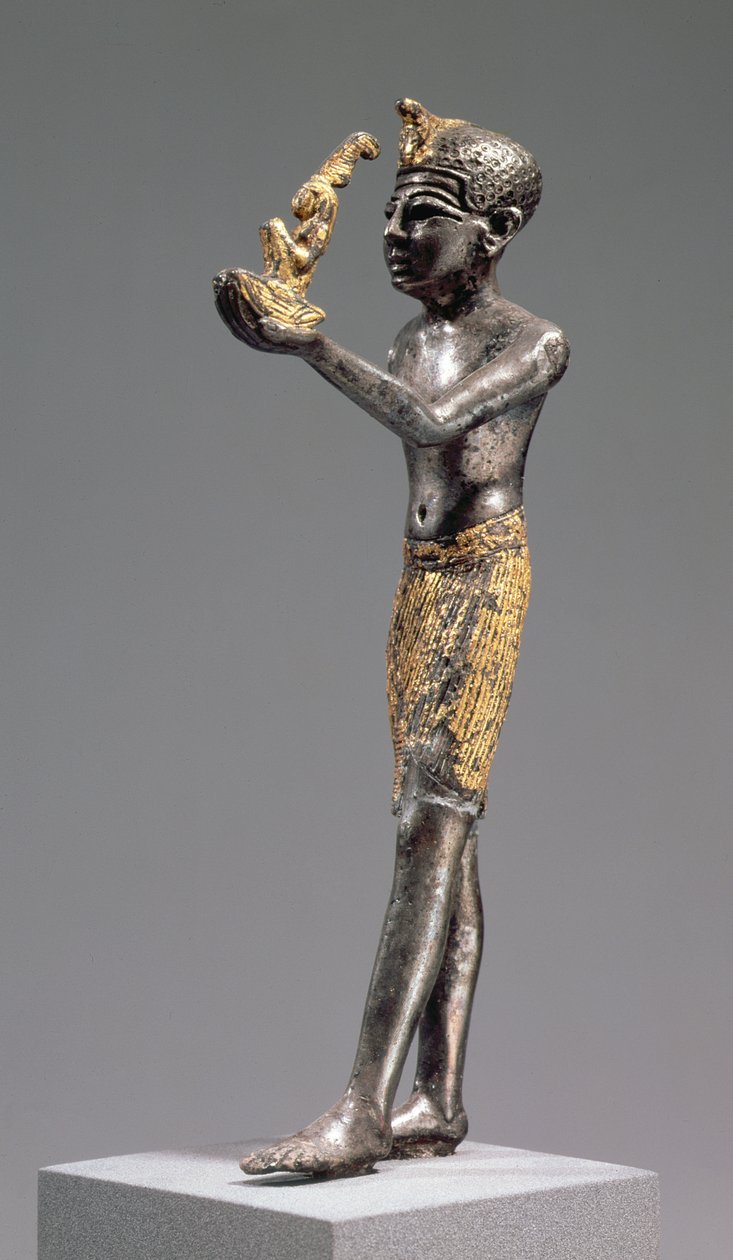 Pharaoh making an offering before the Goddess Maat, New Kingdom by Egyptian 19th Dynasty