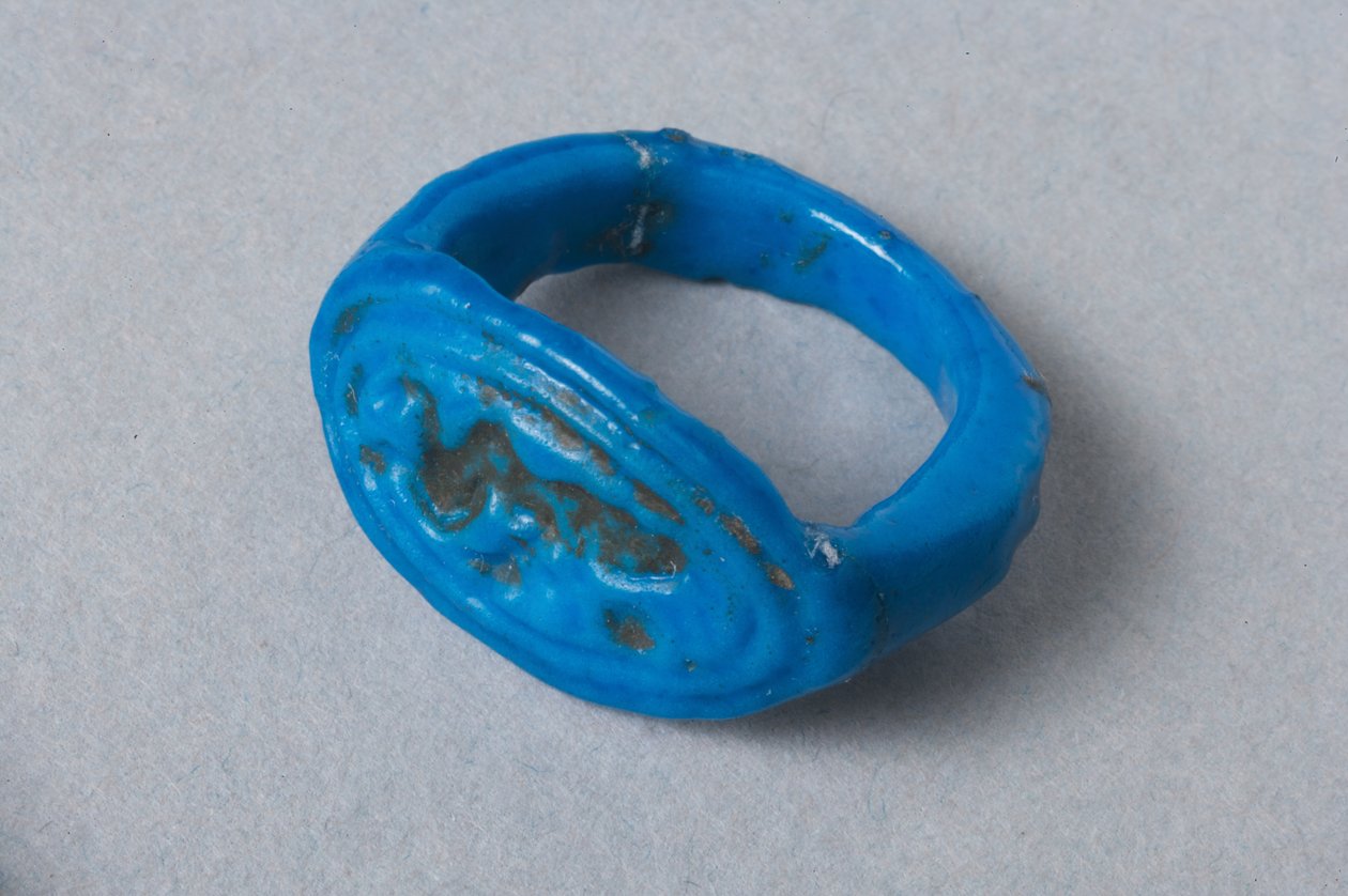 Ring depicting dancing Bes figure, New Kingdom by Egyptian 1st Dynasty