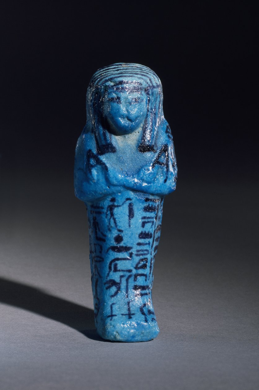 Figurine inscribed for the priest of Amun, Amenemope and Shawabti from Tomb 148, Thebes, New Kingdom, c.1193-1080 BC glazed faience earthenware (detail) by Egyptian 20th Dynasty