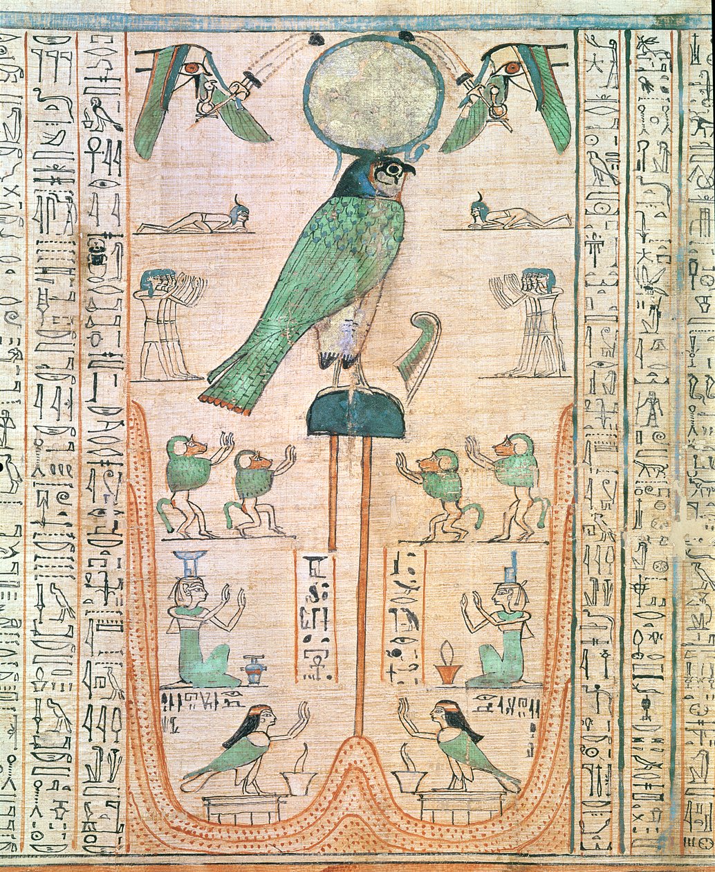 Adoration of the Rising Sun in the Form of the Falcon Re-Horakhty, New Kingdom, c.1150 BC by Egyptian 20th Dynasty