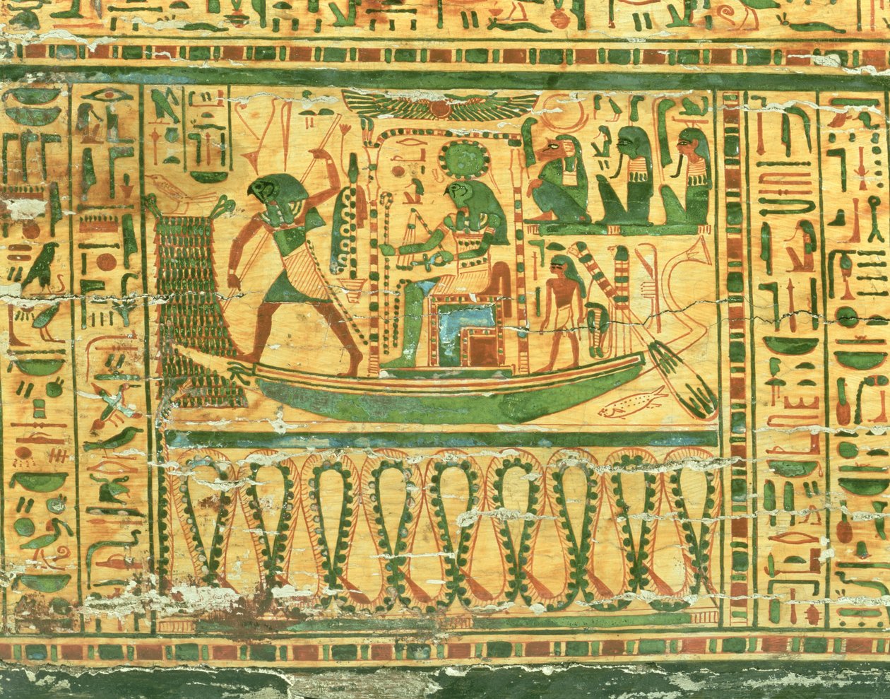 The journey of the Sun god Re, detail from the inner coffin of Nespawershefyt by Egyptian 21st Dynasty