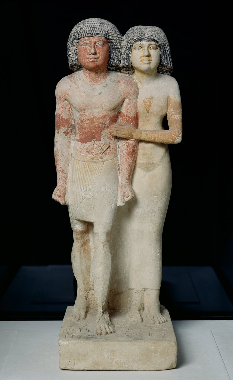 Statue of Raherka and Meresankh, Old Kingdom by Egyptian 5th Dynasty