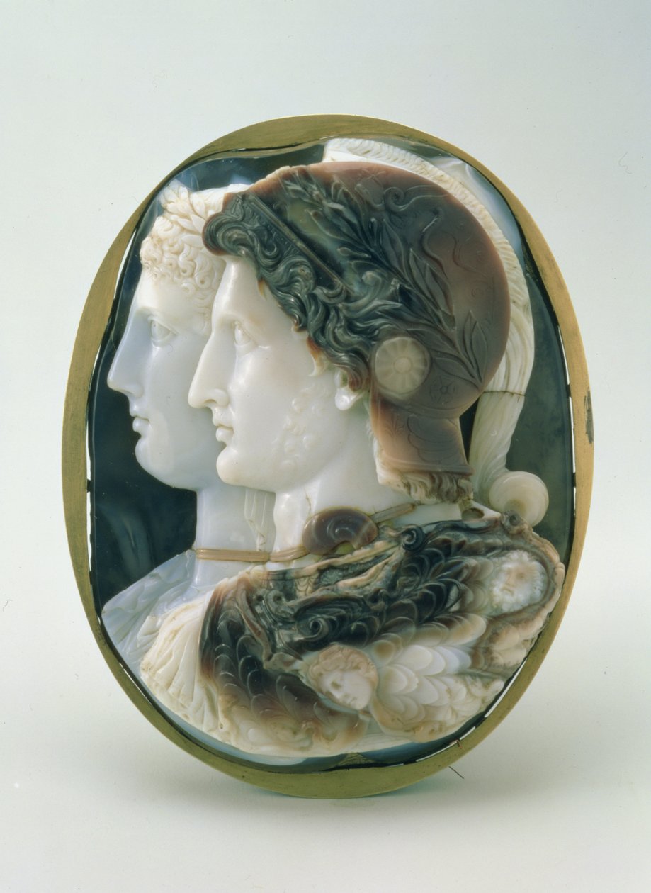 The Gonzaga Cameo, depicting Ptolemy II Philadelphus and his wife Arsinoe portrayed as gods of the Greek pantheon, made in Alexandria, 3rd century BC by Egyptian Ptolemaic Period