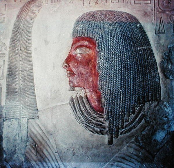 Head of a Man with a Feather, from an Egyptian Tomb by Egyptian