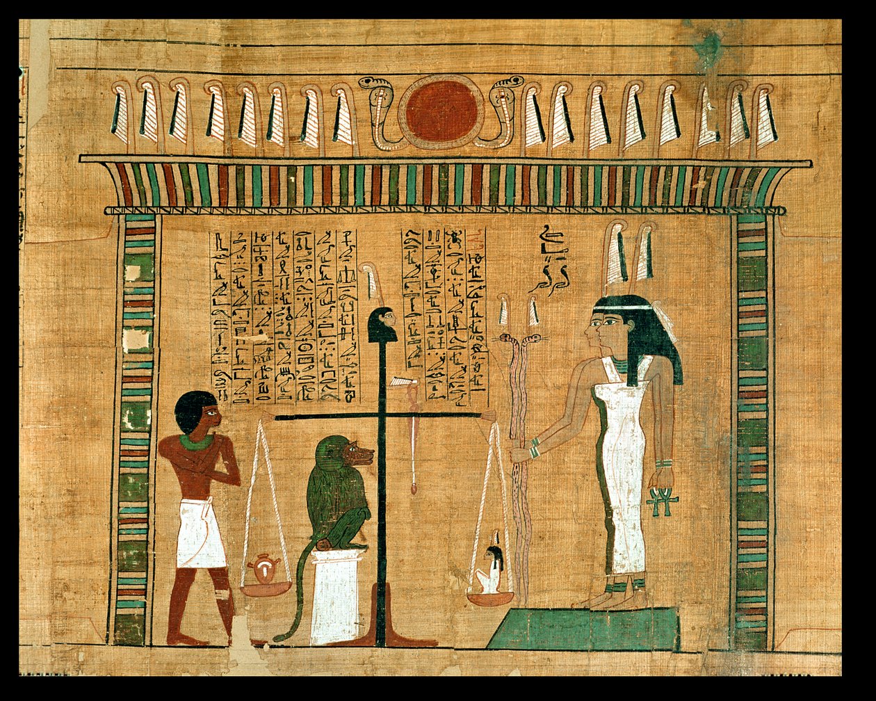 The Weighing of the Heart, (detail) from a page of the Book of the Dead by Egyptian