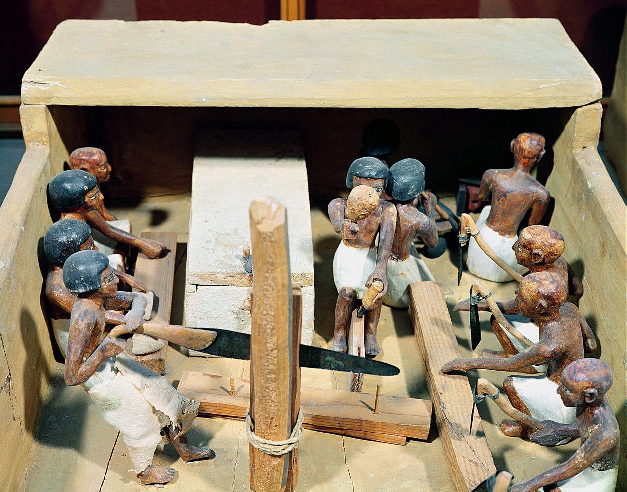 Funerary model of a carpentry workshop, from the Tomb of Meketre, Valley of the Nobles, Middle Kingdom, c.2000 BC by Egyptian 11th Dynasty