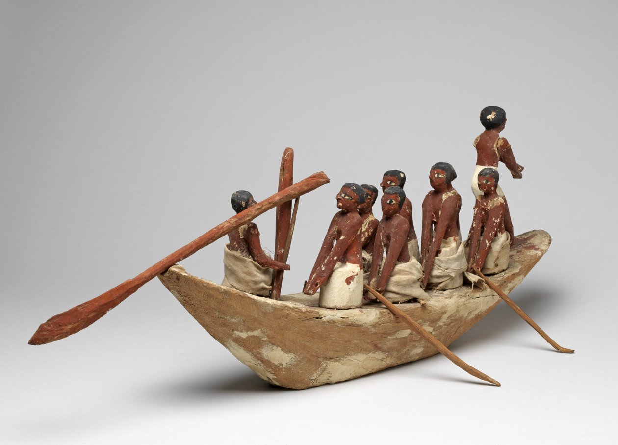 Model Sailing Boat from the Tomb of Khety (Beni Hasan) Middle Kingdom, c.2010 B.C. - 1950 B.C. by Egyptian 12th Dynasty