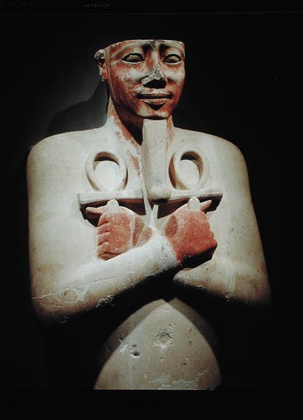 Statue of Sesostris I (c.1918-1875 BC) Holding the Ankh in Both Hands Crossed Over His Chest, from the Temple of Karnak, New Kingdom by Egyptian 12th Dynasty