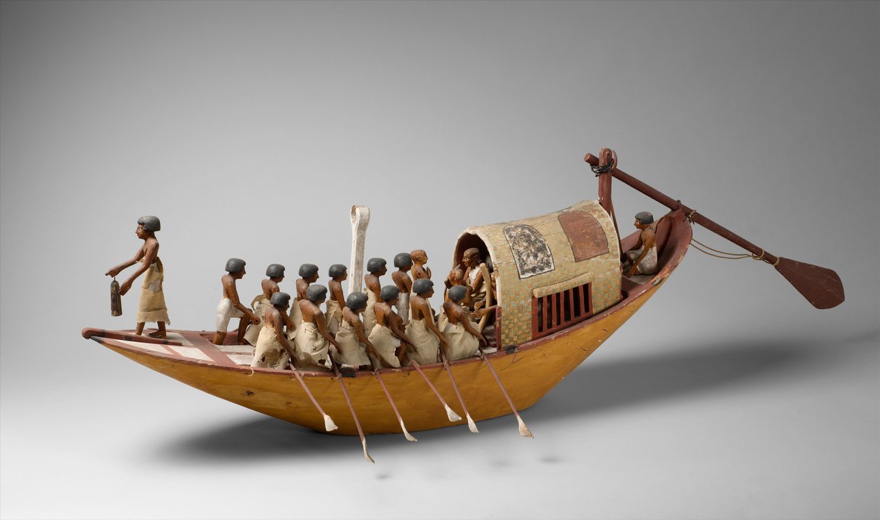 Travelling Boat Being Rowed from the Tomb of Meketre by Egyptian 12th Dynasty