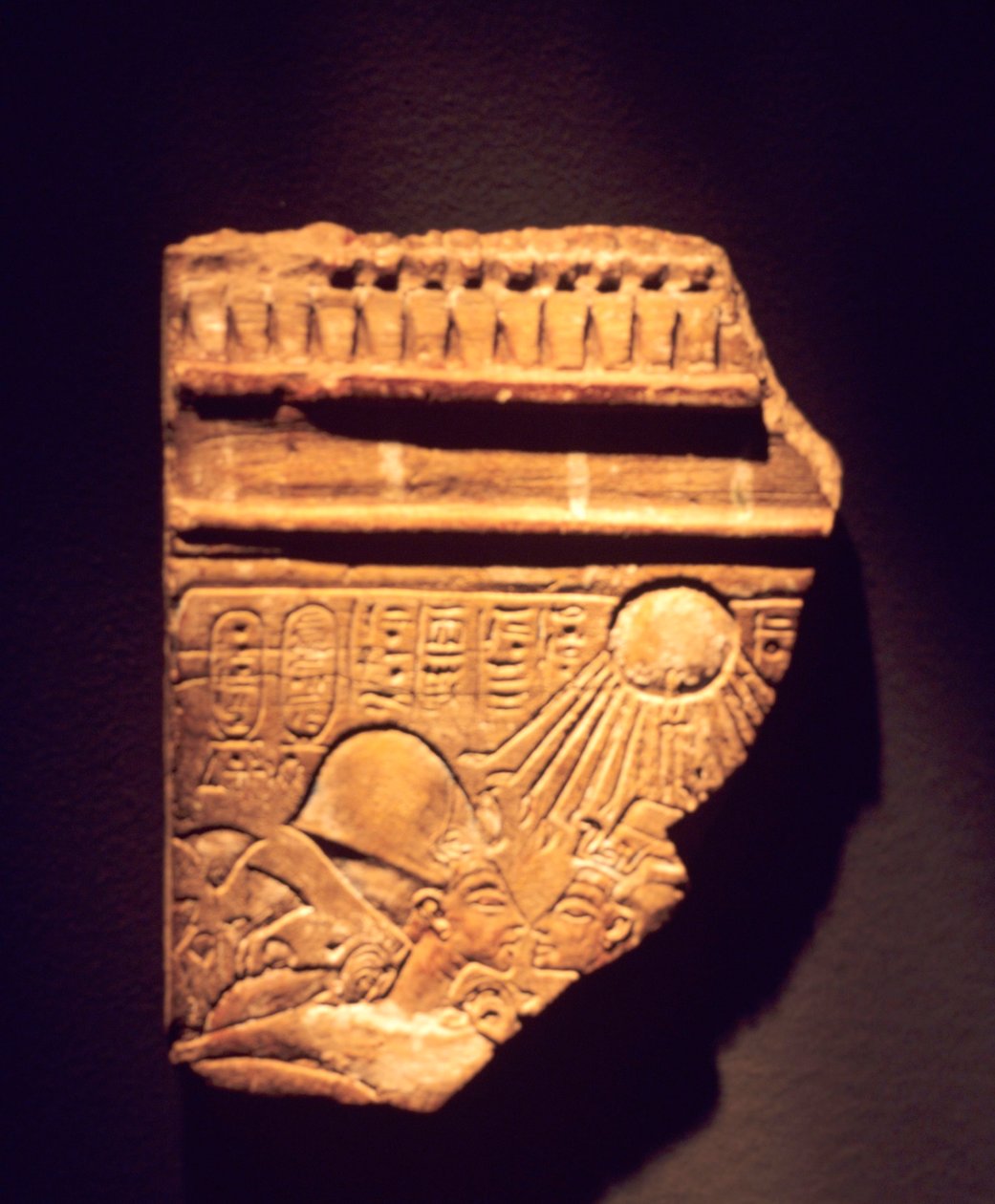 Akhenaten & Nefertiti relief fragment by Egyptian 18th Dynasty