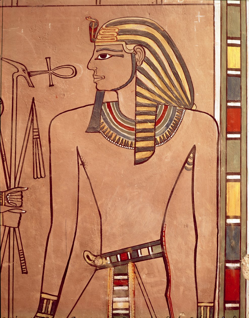 Amenhotep II with an ankh being raised to his lips, from the sarcophagus chamber of his tomb by Egyptian 18th Dynasty