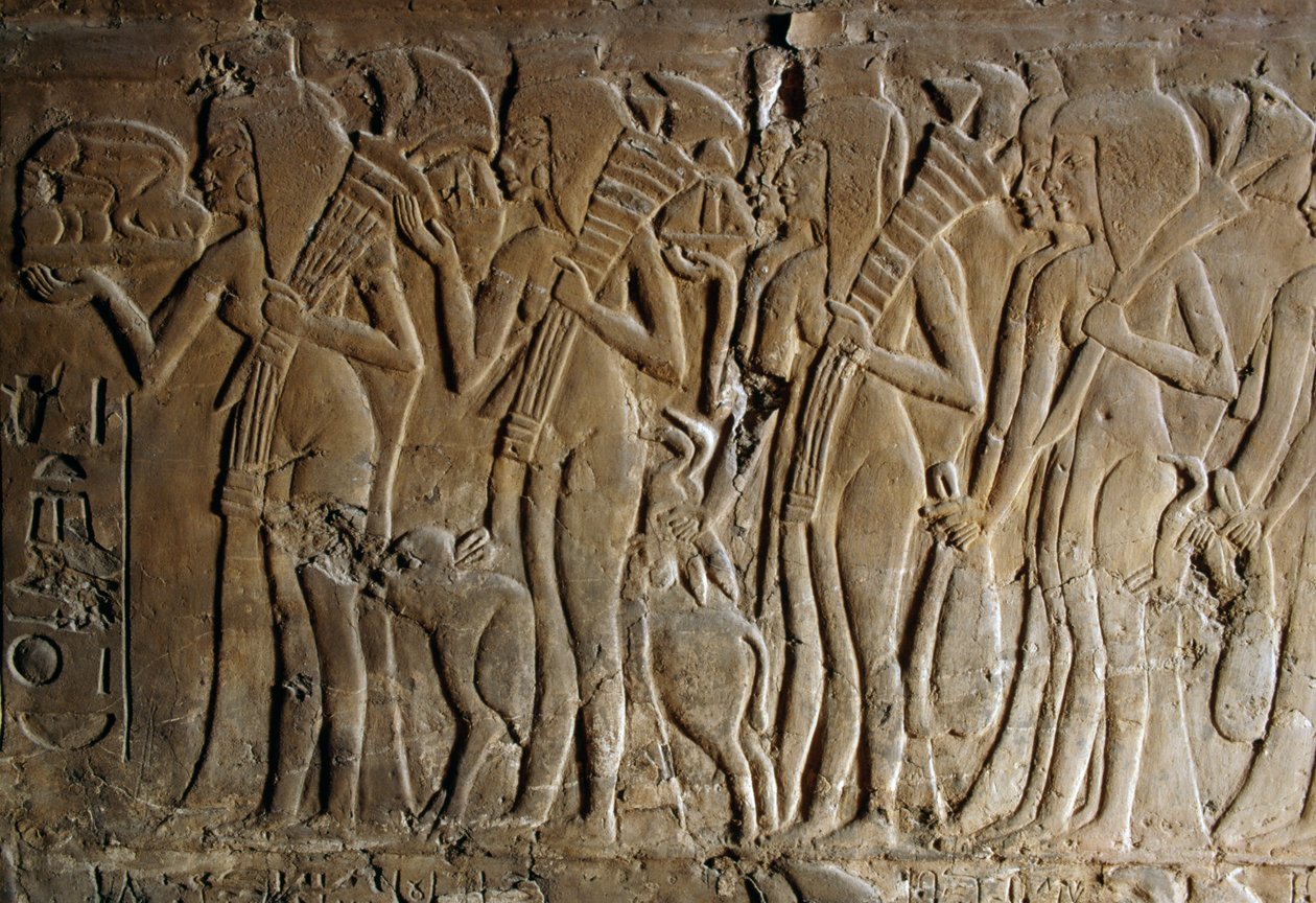 Bas-relief from the tomb of Maia, wet-nurse of Tutankhamun, Saqqara, Egypt, Egyptian Civilization, New Kingdom, Dynasty XVIII (detail) by Egyptian 18th Dynasty