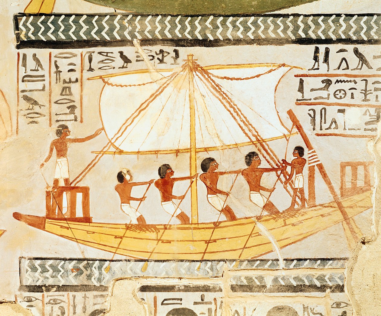Boatmen on the Nile, from the Tomb of Sennefer, New Kingdom by Egyptian 18th Dynasty