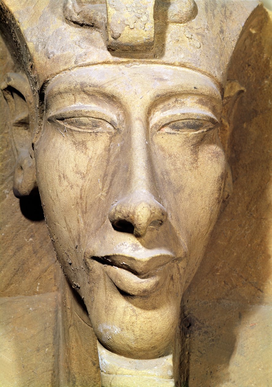 Bust of Amenophis IV (Akhenaten) from the Temple of Amun, Karnak (detail) by Egyptian 18th Dynasty