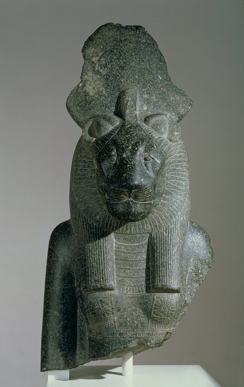 Bust of Sakhmet from a seated statue, either from the Mut Precinct or mortuary temple of Amenhotep III by Egyptian 18th Dynasty