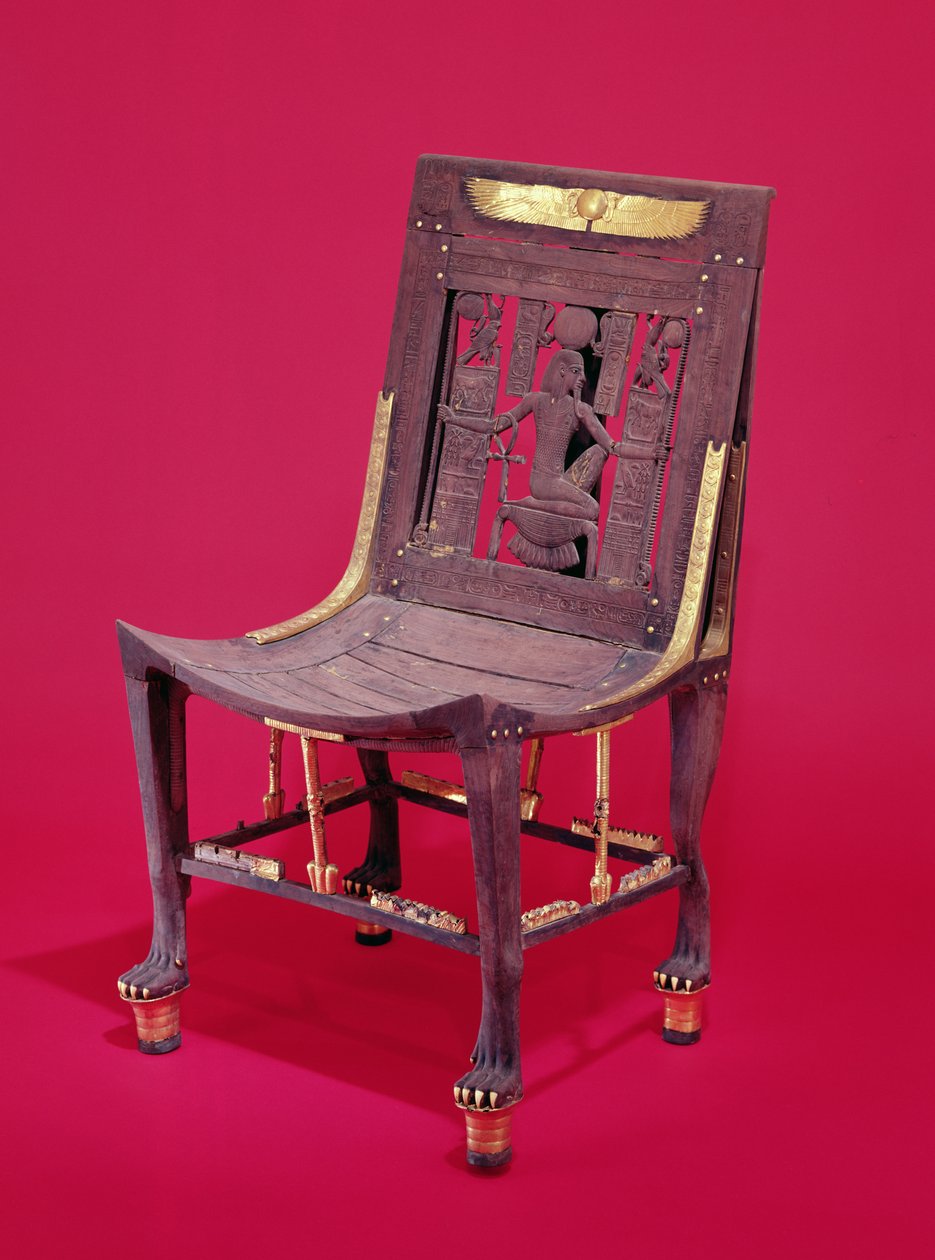 Chair, from the Tomb of Tutankhamun depicting the spirit of millions of years by Egyptian 18th Dynasty