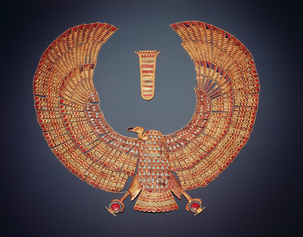 Collar in the form of the vulture goddess Nekhbet, from the tomb of Tutankhamun, New Kingdom by Egyptian 18th Dynasty