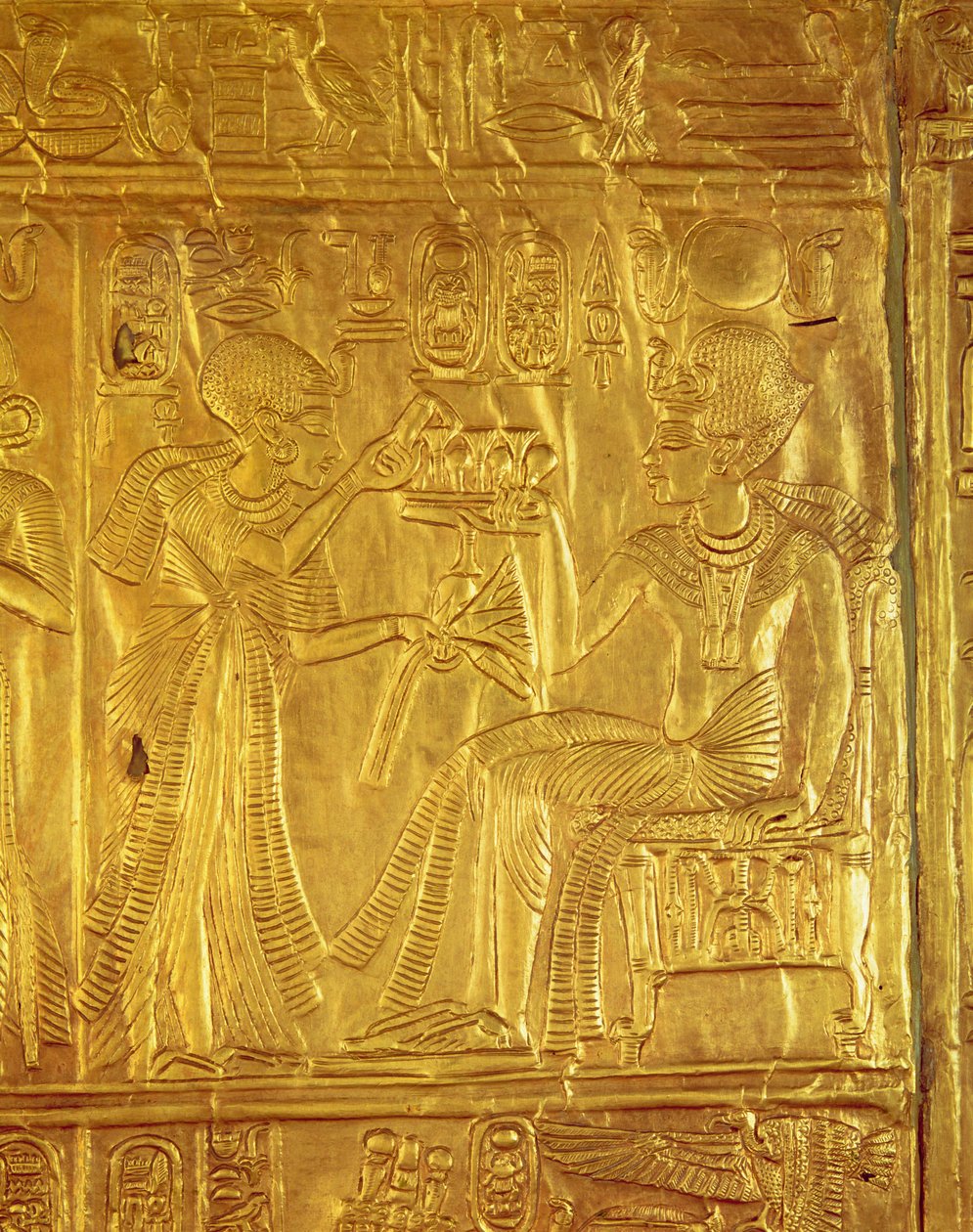 Detail from the Golden Shrine, from the Tomb of Tutankhamun, New Kingdom by Egyptian 18th Dynasty