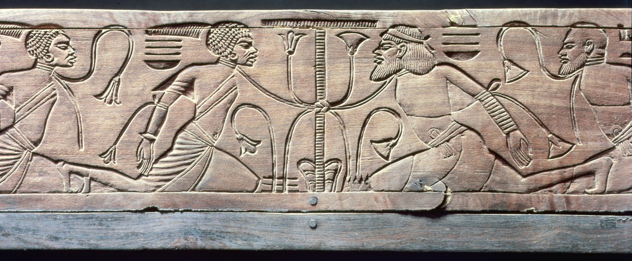 Detail from the ceremonial footstool of Tutankhamun by Egyptian 18th Dynasty