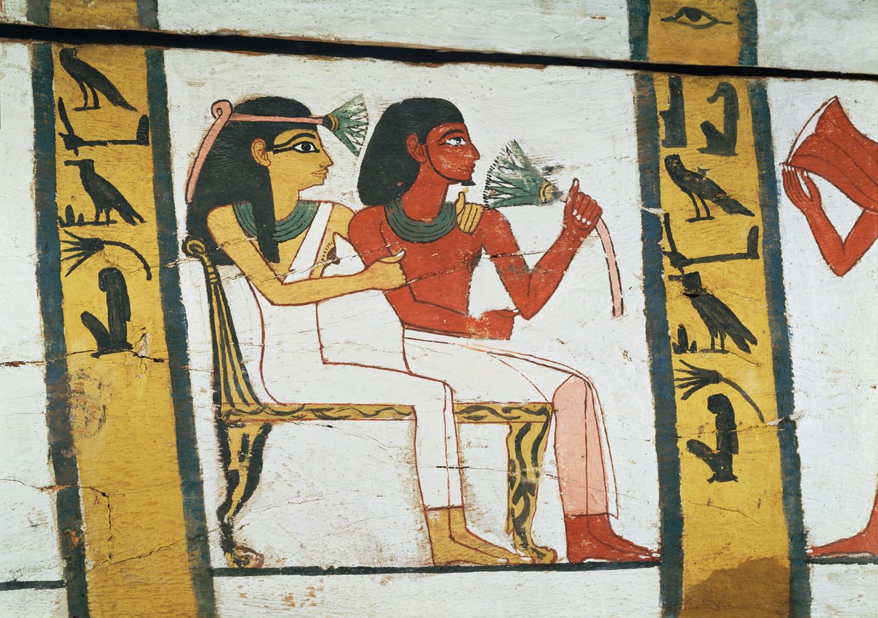 Detail of the Decoration of a Sarcophagus of The Lady of Madja, New Kingdom, c.1450 BC by Egyptian 18th Dynasty