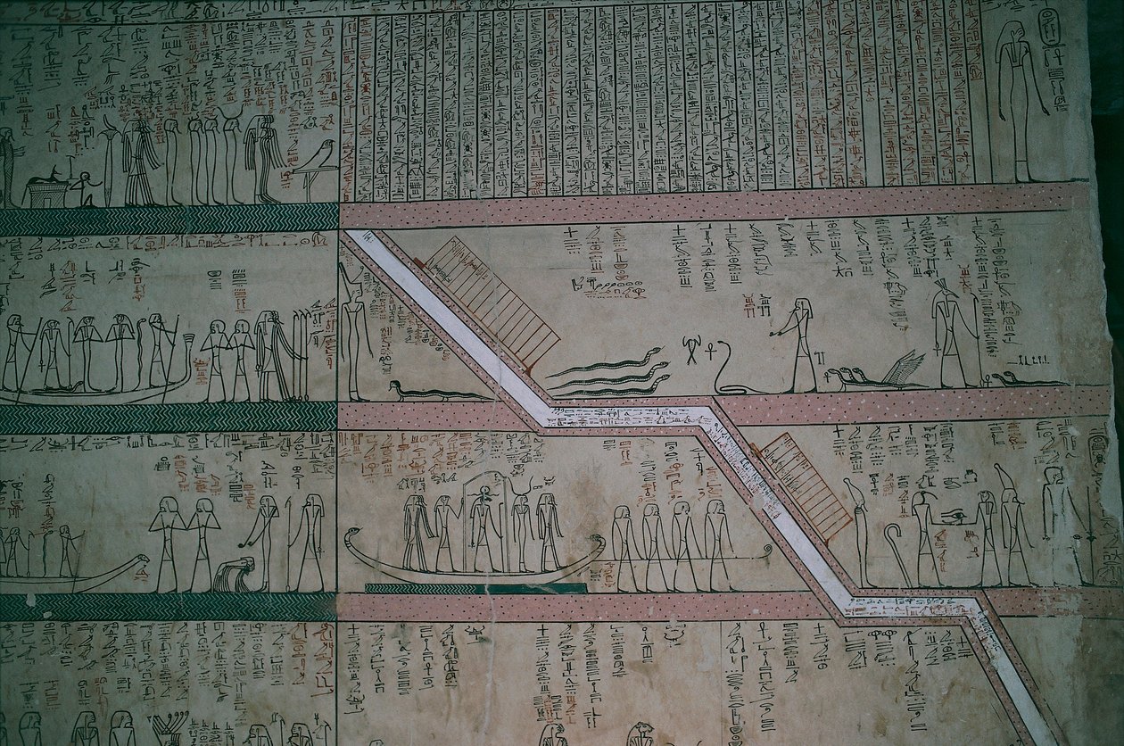 Egypt, Luxor, Valley of the Kings, Tomb of Thutmose III, Burial Chamber Frescoes by Egyptian 18th Dynasty